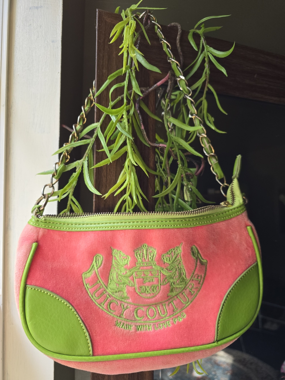Vintage Juicy Couture Terry Watermelon Pink Scottie Dog Bag Purse Y2K
